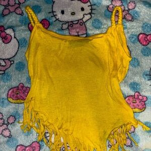 Yellow Fringe Tank Top